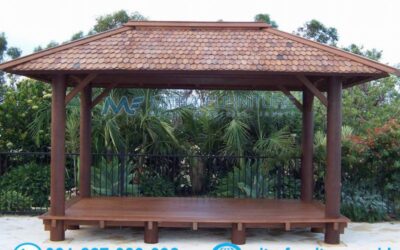 Gazebo Kayu Kelapa Segi 4 Atap Sirap
