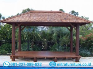 Gazebo Kayu Kelapa Segi 4 Atap Sirap