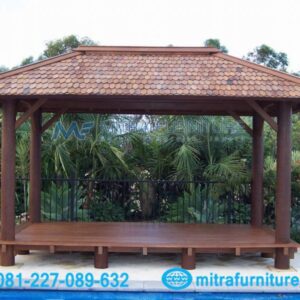 Gazebo Kayu Kelapa Segi 4 Atap Sirap