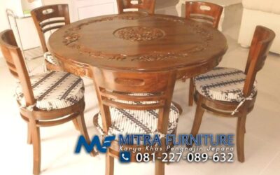 Meja Makan Bundar 6 Kursi