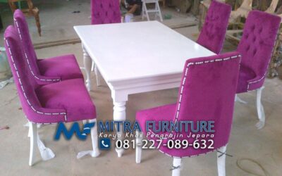 Set Meja Makan 6 Kursi Warna Putih
