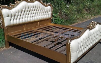 Tempat Tidur Mewah Gold Jok Putih