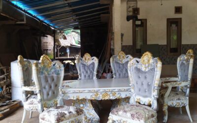 Set Meja Makan Mewah Ukir Duco