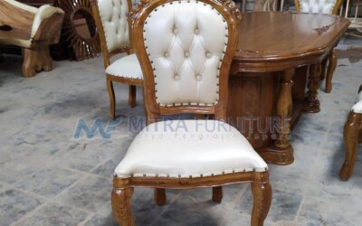 Set Meja Makan Jati Mewah Oscar Cream