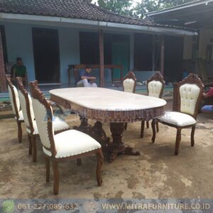 Set Meja Makan Oval Mewah 6 Kursi