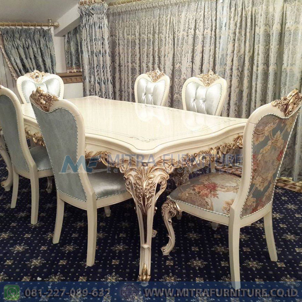 Meja Makan Mewah Lord Set Ukir - Image 4