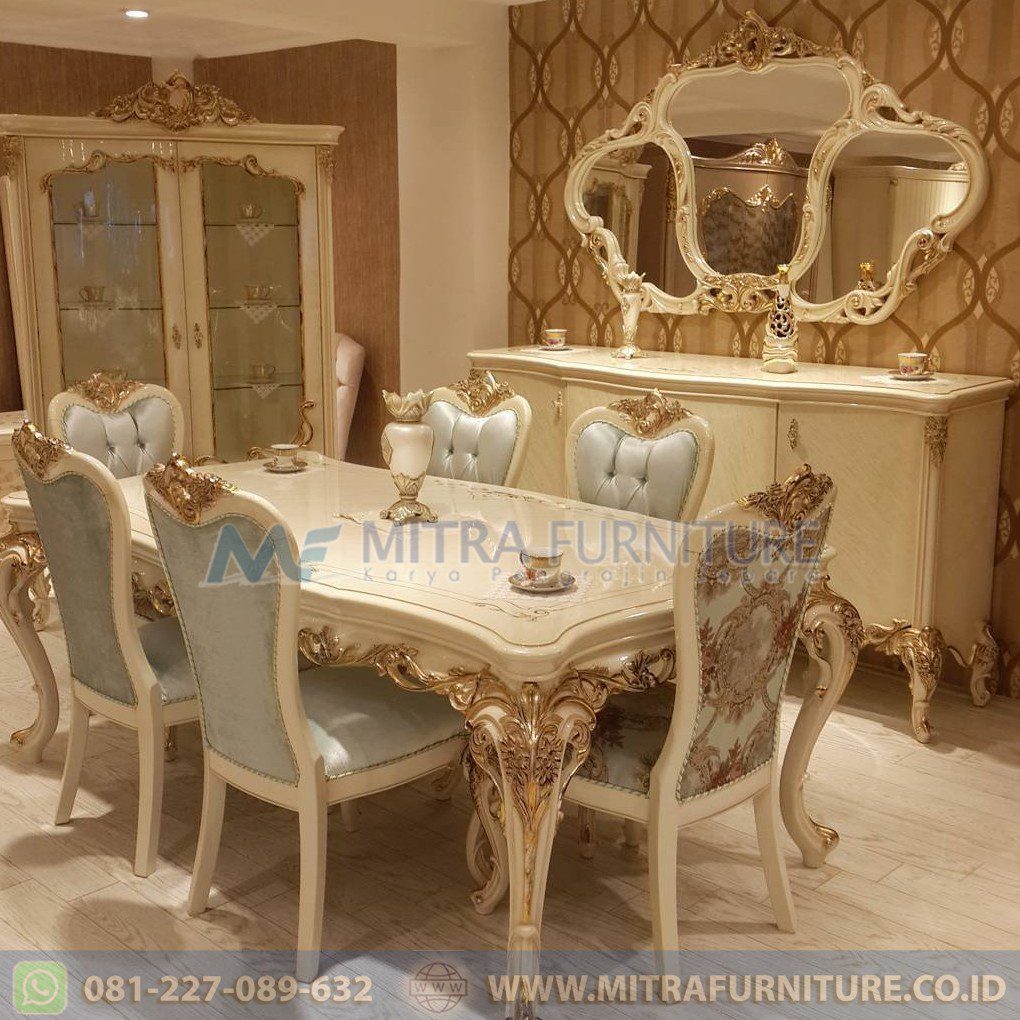 Meja Makan Mewah Lord Set Ukir
