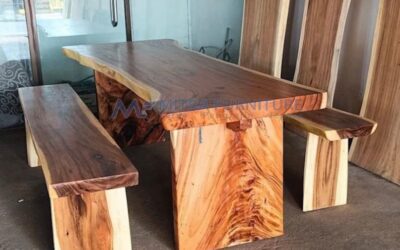 Meja Makan Kayu Trembesi Solid 2 Bangku