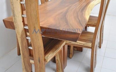 Meja Makan Minimalis Kayu Trembesi 6 Kursi