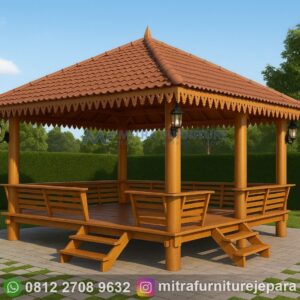 Gazebo Jepara Kayu Glugu Ukuran 6x6 Meter