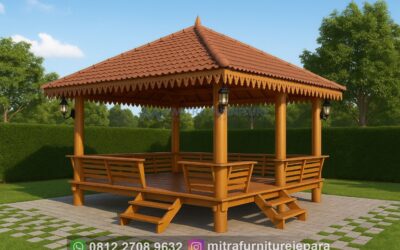 Gazebo Jepara Kayu Glugu Ukuran 6×6 Meter
