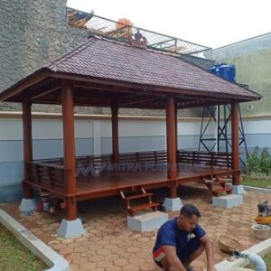 Gazebo Kayu Glugu Jepara Ukuran 3x6 Meter