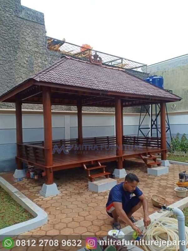 Gazebo Kayu Glugu Jepara Ukuran 3x6 Meter
