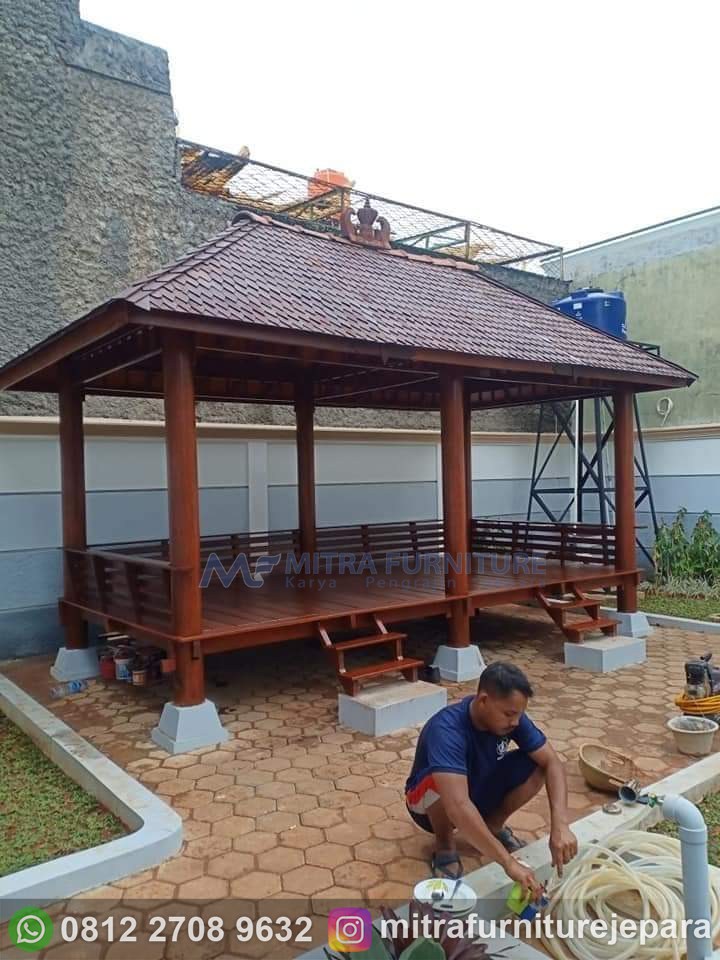 Gazebo Kayu Glugu Jepara Ukuran 3x6 Meter