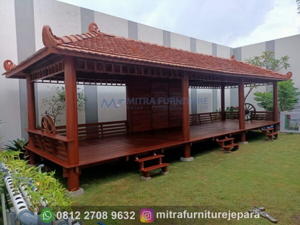 Gazebo Kayu Glugu Jepara Ukuran 3x9 Meter