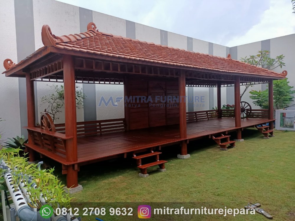 Gazebo Kayu Glugu Jepara Ukuran 3x9 Meter