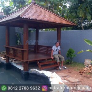 Gazebo Kayu Glugu Ukuran 2,5 x 2,5 Meter
