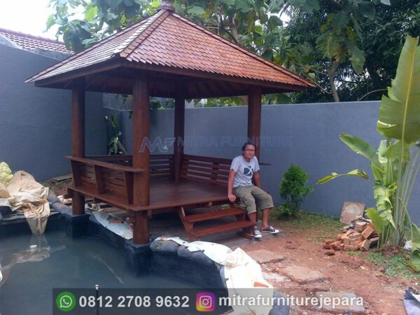 Gazebo Kayu Glugu Ukuran 2,5 x 2,5 Meter