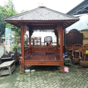 Gazebo Kayu Jati Jepara Ukiran 2x2 Meter