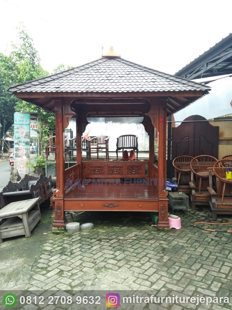 Gazebo Kayu Jati Jepara Ukiran 2x2 Meter
