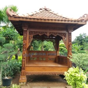 Gazebo Kayu Jati Ukir Ukuran 2x2 Meter