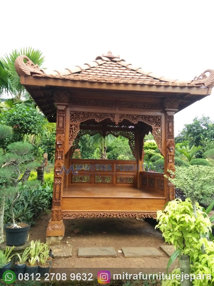Gazebo Kayu Jati Ukir Ukuran 2x2 Meter