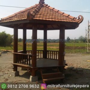 Gazebo Kayu Jepara Minimalis Model Segi Enam