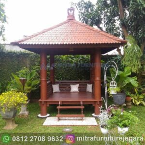 Gazebo Kayu Minimalis Cincin Ukuran 2x2 Meter