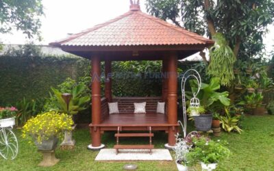Gazebo Kayu Minimalis Cincin Ukuran 2×2 Meter