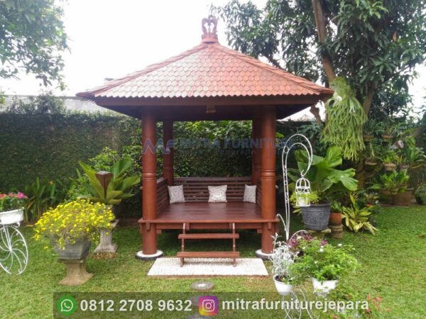 Gazebo Kayu Minimalis Cincin Ukuran 2x2 Meter