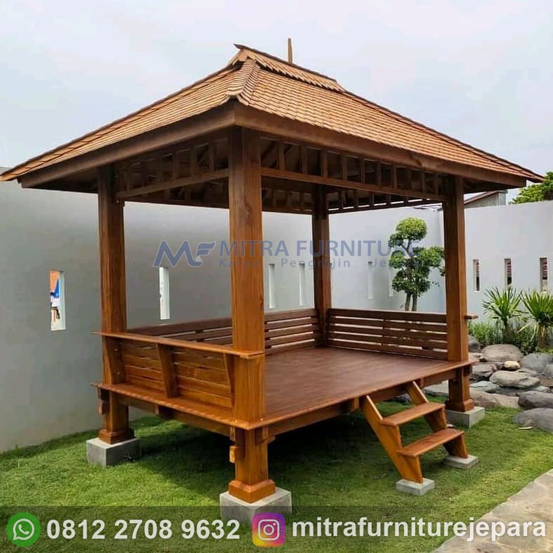 Gazebo Kayu Minimalis Jepara Ukuran 2x3 Meter