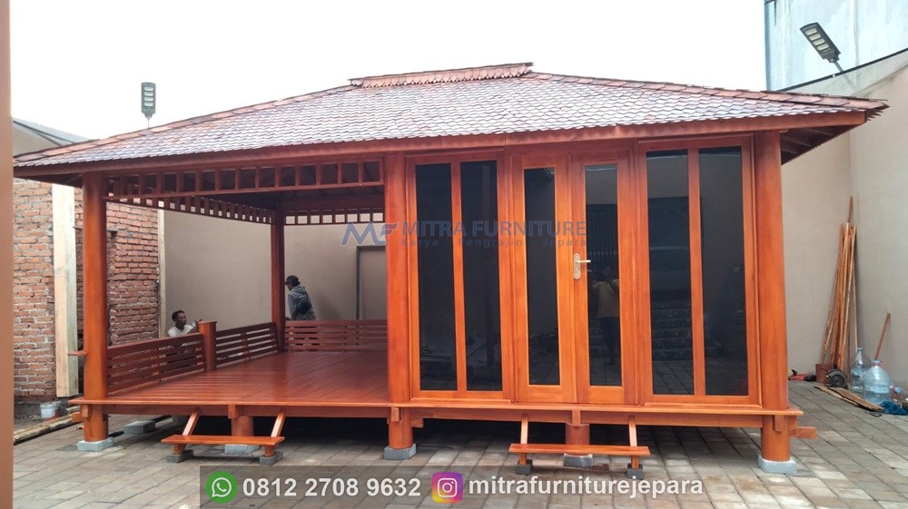 Gazebo Minimalis Kayu Model Mushola 3x6 Meter