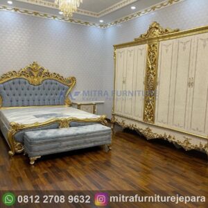 Set Kamar Tidur Mewah Duco Putih Lemari 5 Pintu