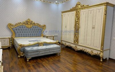 Set Kamar Tidur Mewah Duco Putih Lemari 5 Pintu