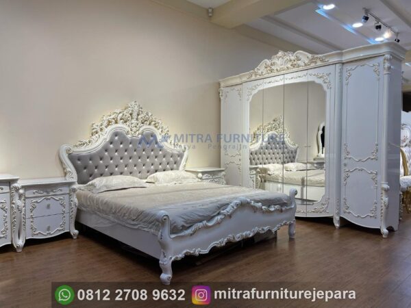 Set Kamar Tidur Modern Japandi Kombinasi Kayu Warna Putih