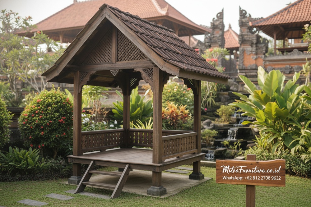 Cara Menata Gazebo Jati di Halaman Rumah Bali