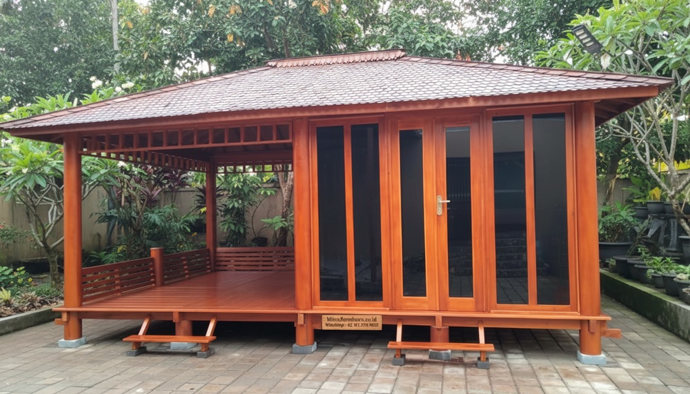 Desain Rumah Gazebo Kayu Jati di Bekasi