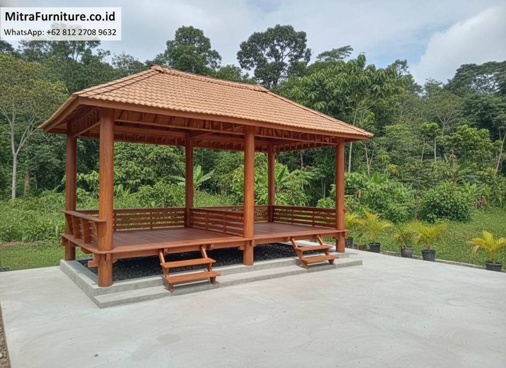 Inovasi Rumah Gazebo Kayu Jati Modern di Palembang