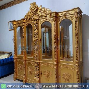 Lemari Hias Jati Gold Mewah