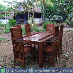 Meja Makan Set Minimalis Jati