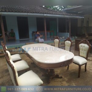Set Meja Makan Oval Mewah 6 Kursi