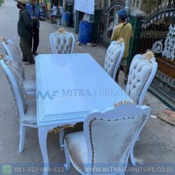 Set Meja Makan Mewah Oscar Duco White