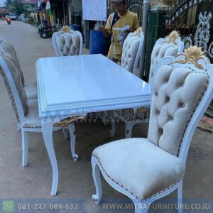 Set Meja Makan Mewah Oscar Duco White
