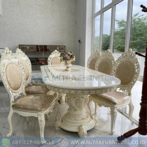 Meja Makan Mewah Duco Ukiran Set