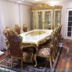 Meja Makan Mewah Gold Ribero Set