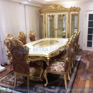 Meja Makan Mewah Gold Ribero Set
