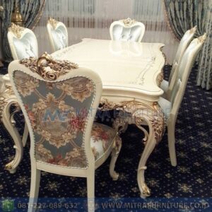 Meja Makan Mewah Lord Set Ukir